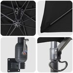vidaXL Parasol de jardin Noir et Noir 248.5 x 247.5 x 160 cm