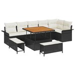 vidaXL Ensemble de canapé de jardin 9 Pièces Noir polyrotin