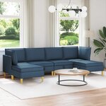 vidaXL Canapé modulaire avec rangement 6 Pièces Bleu Tissu
