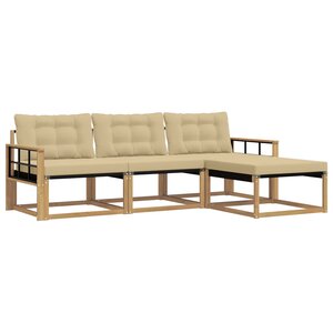 vidaXL Ensemble de canapés d'extérieur 4 pc Blanc et Beige