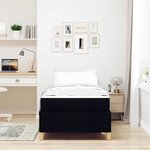 vidaXL Lit à ressorts avec matelas Noir et Blanc 90 x 200 cm tissu