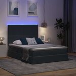 vidaXL Lit de rangement LED avec matelas Gris foncé 140 x 190 cm