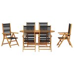 vidaXL Ensemble de salle à manger pour jardin 7 Pièces Noir