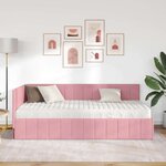 vidaXL Cadre de lit d'angle avec matelas Rose 100 x 200 cm Velours