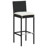 vidaXL Ensemble de bar de jardin 3 Pièces avec coussins noir poly rotin