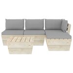 vidaXL Salon de jardin palette 5 Pièces avec coussins bois d'épicéa
