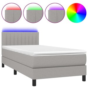 vidaXL Sommier à lattes de lit avec matelas et LED Gris clair 90x190cm