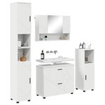 vidaXL Ensemble de mobilier de salle de bain avec tiroir 4 Pièces Blanc