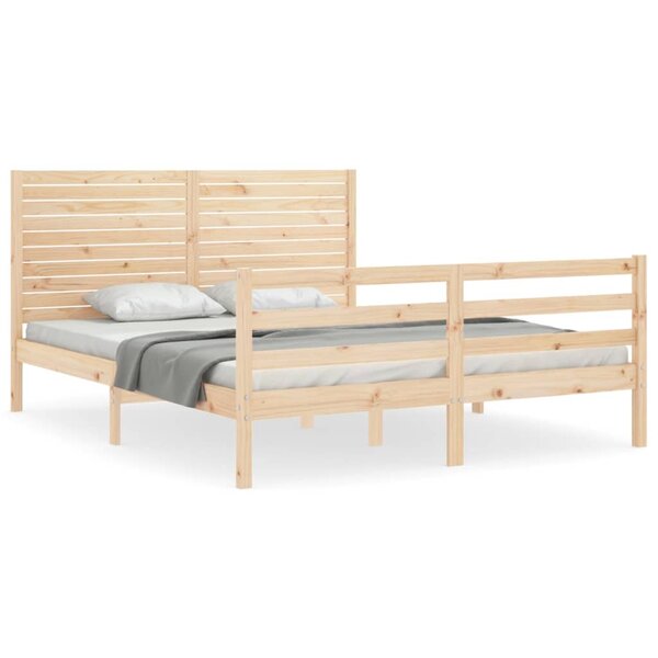 vidaXL Cadre de lit avec tête de lit 160x200 cm bois massif