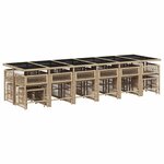 vidaXL Ensemble à manger de jardin et coussins 17 Pièces beige