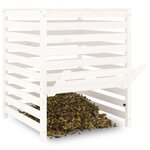 vidaXL Composteur Blanc 82 5x82 5x99 5 cm Bois massif de pin