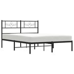 vidaXL Cadre de lit métal sans matelas avec tête de lit noir 150x200cm