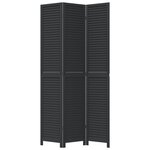 vidaXL Cloison de séparation 3 panneaux noir bois de paulownia massif