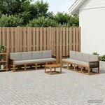 vidaXL Ensemble de canapés d'extérieur 9 pc Naturel et gris clair