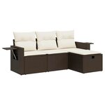vidaXL Salon de jardin 4 Pièces avec coussins marron résine tressée