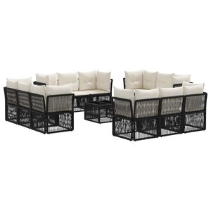 vidaXL Ensemble de canapé de jardin 13 Pièces Noir polyrotin