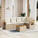 vidaXL Salon de jardin avec coussins 6 Pièces beige résine tressée