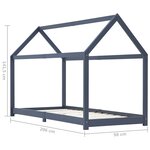 vidaXL Cadre de lit d'enfant Gris  Bois de pin massif 90 x 200 cm