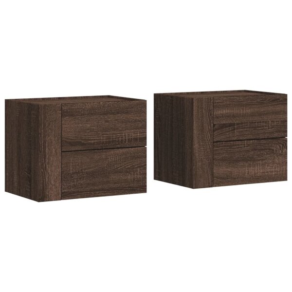 vidaXL Tables de chevet murales 2 Pièces chêne marron 45x30x35 cm