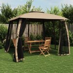 vidaXL Tonnelle avec double toit et parois en filet taupe acier