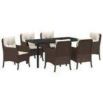 vidaXL Ensemble de salle à manger pour jardin 7 Pièces Marron Poly rotin