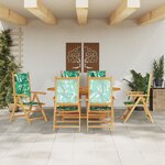vidaXL Ensemble de salle à manger de jardin 7 pièces motif de feuille en bois d'acacia