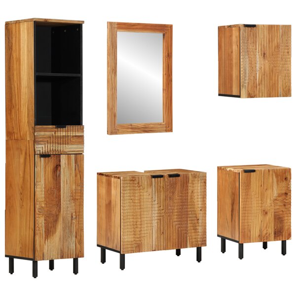 vidaXL Ensemble de meubles de salle de bain 5 pièces en bois d'acacia massif marron