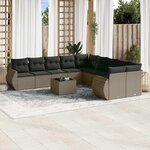 vidaXL Salon de jardin 11 Pièces avec coussins gris clair résine tressée