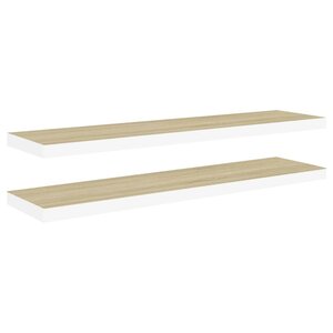 vidaXL Étagères flottantes 2 Pièces chêne et blanc 120x23 5x3 8 cm MDF