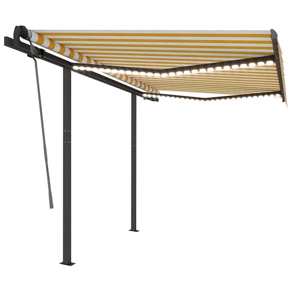 vidaXL Auvent manuel rétractable avec LED 3x2 5 m Jaune et blanc