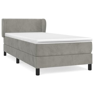 vidaXL Sommier à lattes de lit et matelas Gris clair 90x200 cm Velours