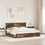 vidaXL Lit de Rangement Chêne fumé 180 x 200 cm Bois d'ingénierie