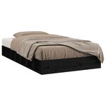 vidaXL Cadre de lit Noir 75x190 cm Petit simple Bois massif
