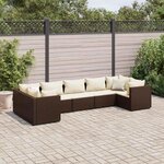 vidaXL Salon de jardin avec coussins 7 Pièces marron résine tressée