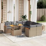 vidaXL Salon de jardin avec coussins 9 Pièces beige résine tressée