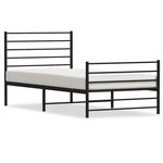 vidaXL Cadre de lit métal sans matelas et pied de lit noir 100x200 cm