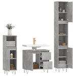 vidaXL Ensemble de meubles de salle de bain 3 Pièces gris béton