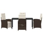 vidaXL Ensemble de salle à manger de jardin 5 pièces avec coussins en poly rattan marron
