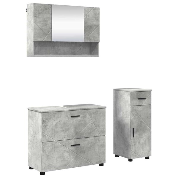 vidaXL Ensemble de mobilier de salle de bain 3 Pièces Gris béton