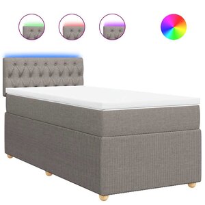 vidaXL Sommier à lattes de lit avec matelas Taupe 90x200 cm Tissu