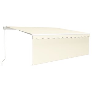 vidaXL Auvent manuel rétractable avec store et LED 4x3 m Crème