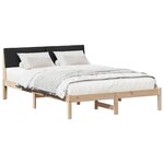 vidaXL Cadre de lit Marron et noir 140 x 200 cm Bois massif en pin