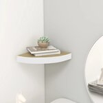 vidaXL Étagère d'angle murale Chêne et blanc 25x25x3 8 cm MDF
