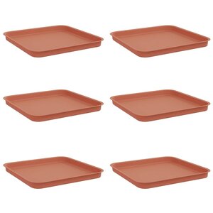 vidaXL Plateau carré à fleurs 6 pc Rouge brique 32 x 32 x 2 5 cm