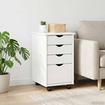 vidaXL Cabinet roulant avec roue Blanc 34 x 39 x 56 cm Pin massif