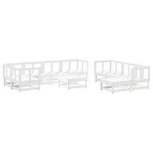 vidaXL Salon de jardin 10 Pièces Blanc Bois de pin massif