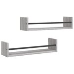vidaXL Étagères murales avec barres 2 Pièces sonoma gris 60x16x14 cm