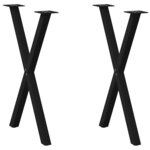 vidaXL Pieds de table à manger en forme de X  2 pièces  noir  50 x (72-73) cm  acier