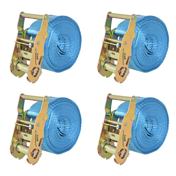 vidaXL Sangle d’arrimage 4 Pièces 2 tonnes 6 m x 38 mm Bleu