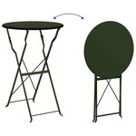 vidaXL Table Bistro Pliante Vert Foncé Ø50 x 71 cm  en Acier Revêtu de Poudre